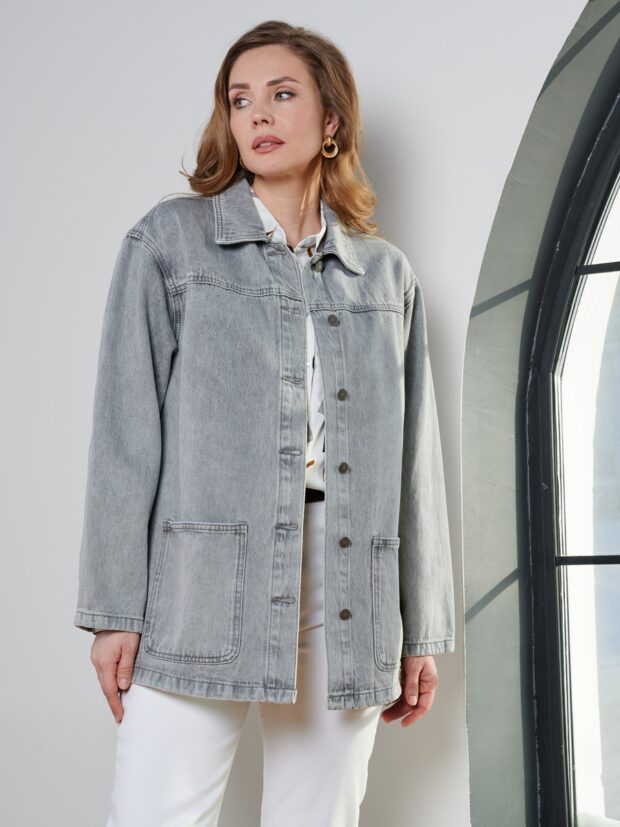 bochetti cmr 4014c 0292 v83 Светло серый Куртка женская джинсовая