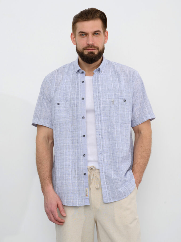 рубашка мужская синяя 1