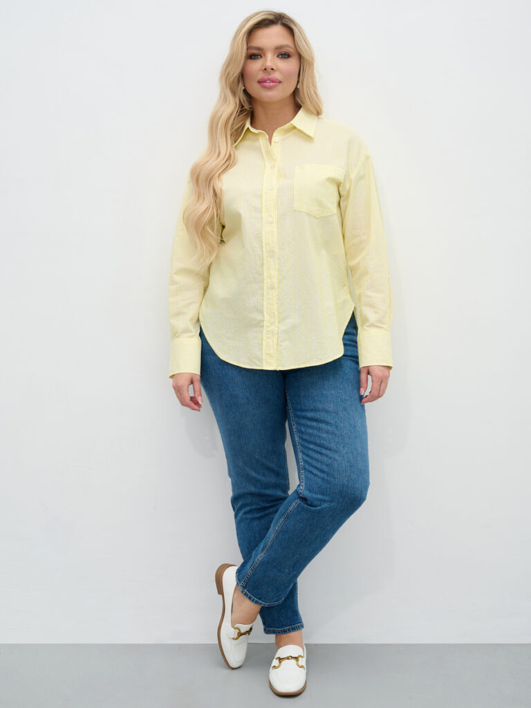 рубашка женская желтая-белая 3