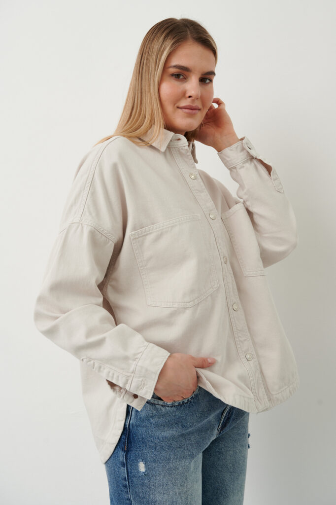 рубашка джинсовая бежевая 3