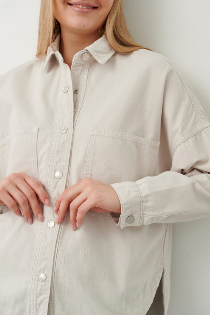 рубашка джинсовая бежевая 4