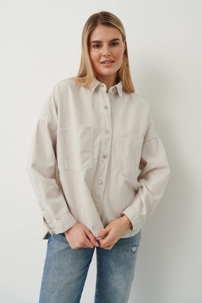 рубашка джинсовая бежевая 7