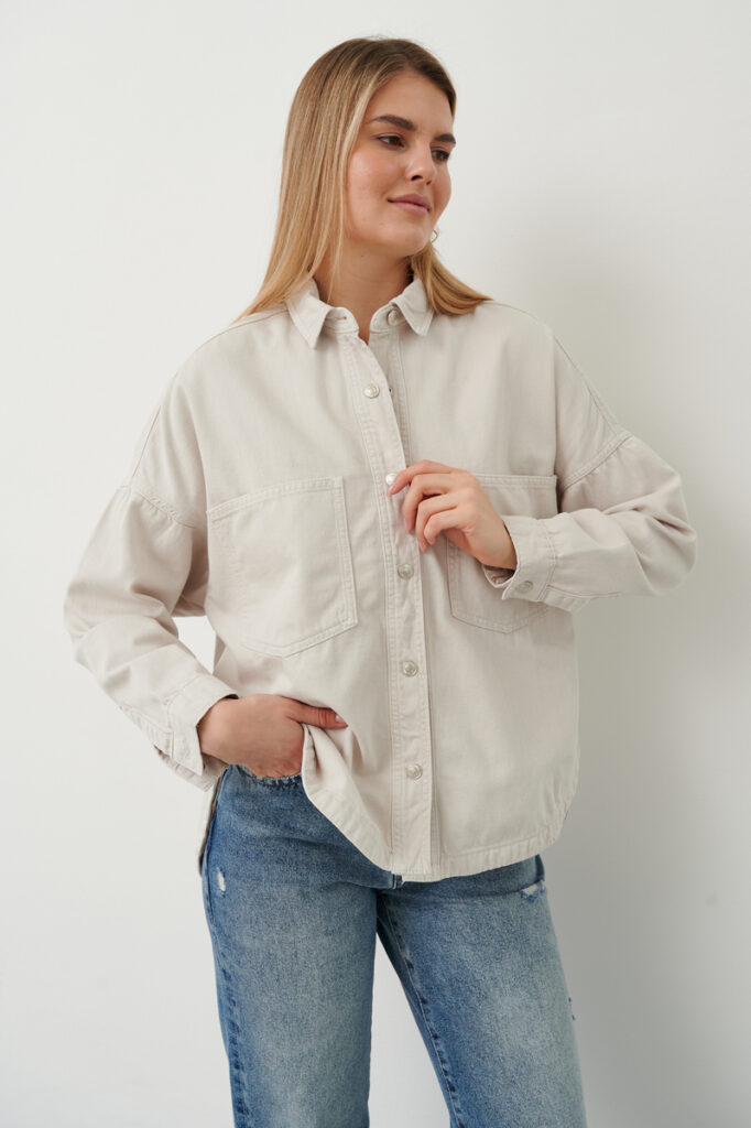 рубашка джинсовая бежевая 1