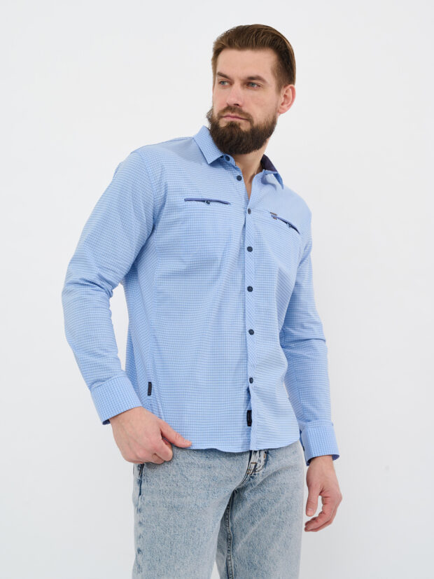 jean piere jp2704 10 blue Голубой Рубашка мужская