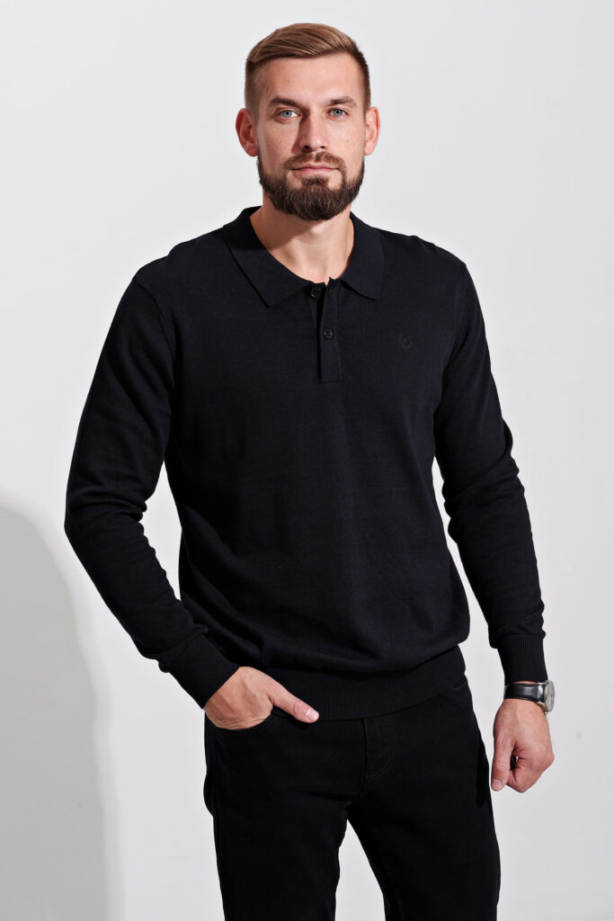 джемпер-поло мужской черный 4