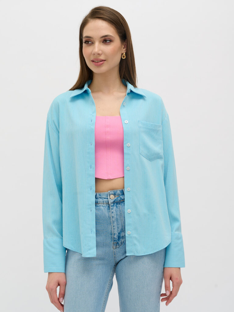 рубашка женская синяя 1