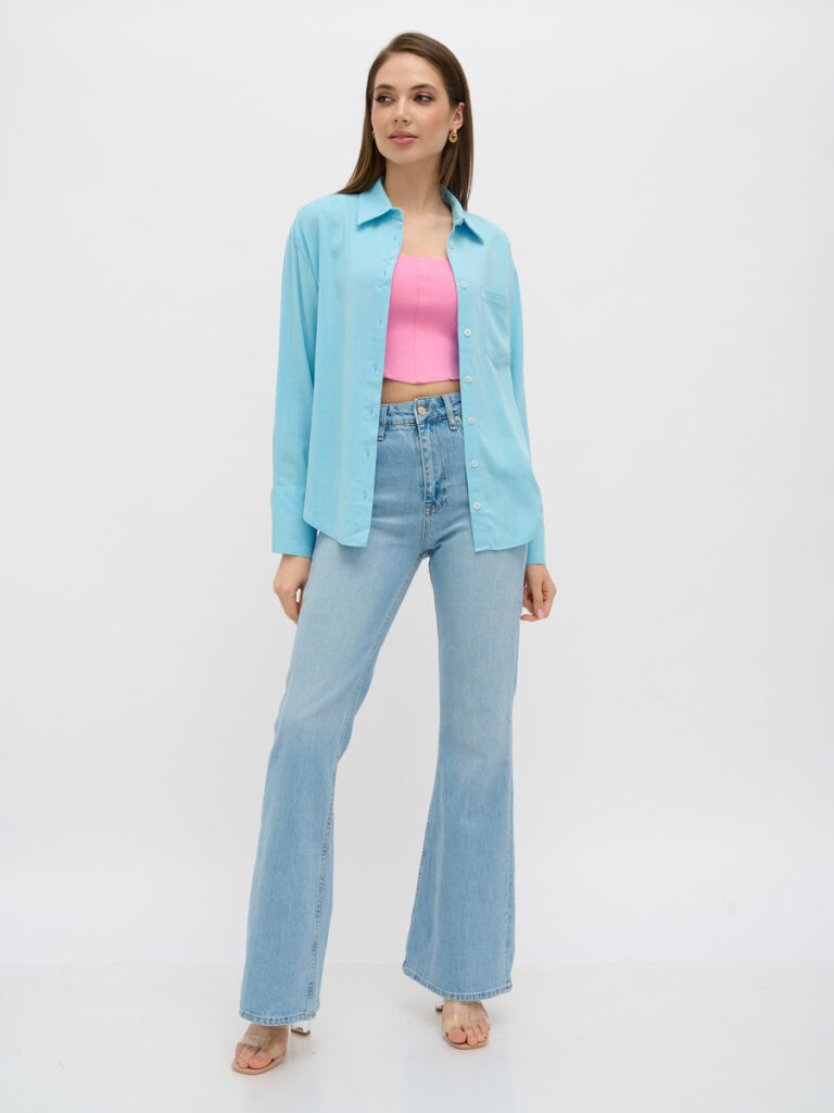 рубашка женская синяя 2