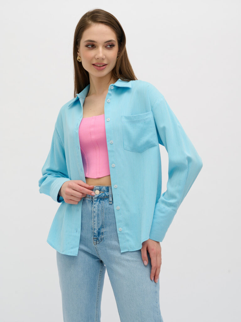 рубашка женская синяя 8