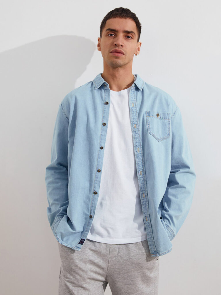 рубашка мужская светло-синяя 1