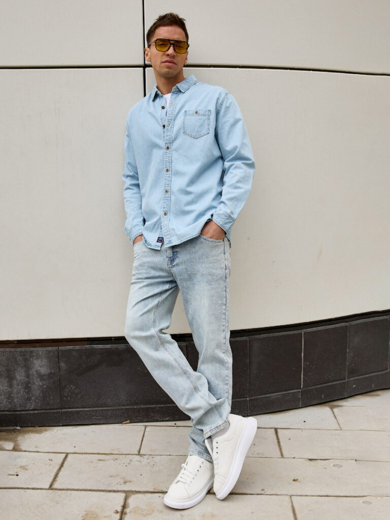 рубашка мужская светло-синяя 6