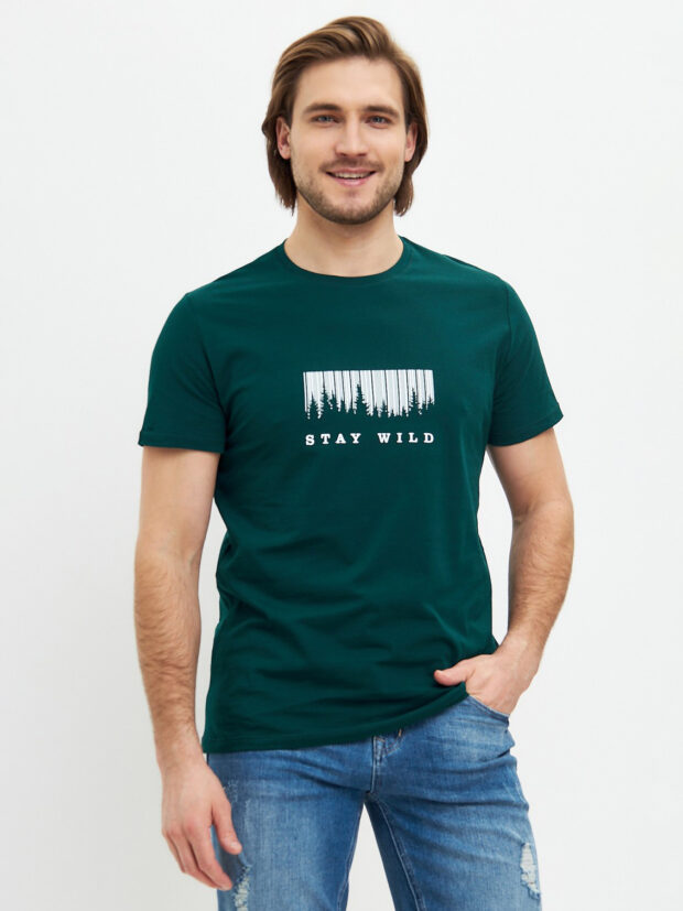 fine joyce f411 06 834 d.green Темно зеленый Футболка мужская