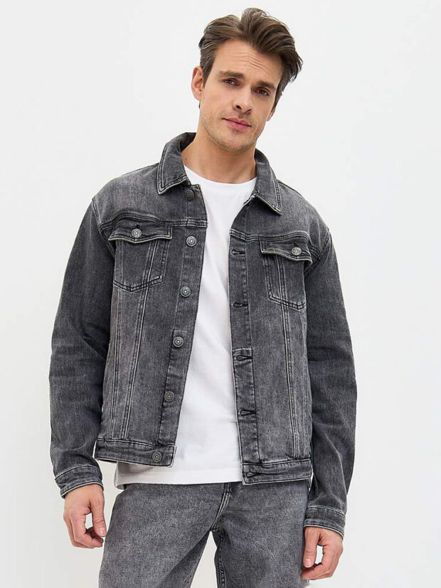 fine joyce f311 1296 l.black Серый Куртка мужская джинсовая