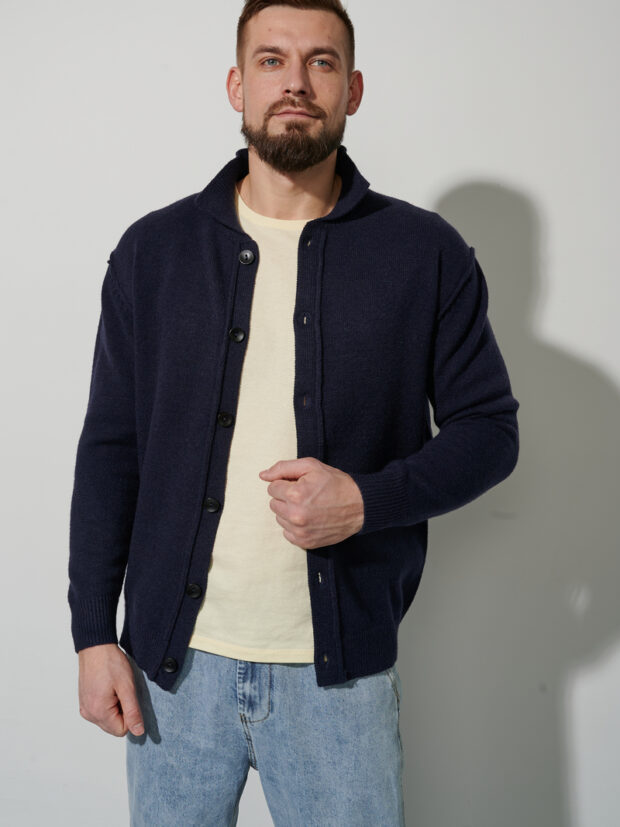 fine joyce f310 0513 navy blue Темно синий Кардиган мужской