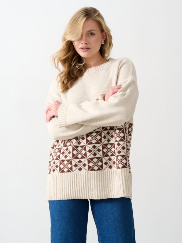 portakal 7007 beige Бежевый Джемпер женский