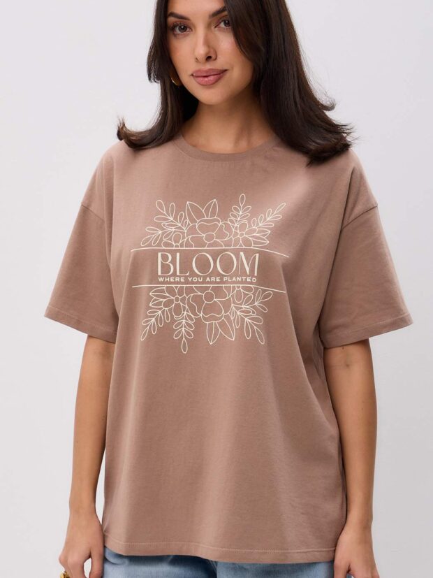 fine joyce f512 06 866 brown Коричневый Футболка женская