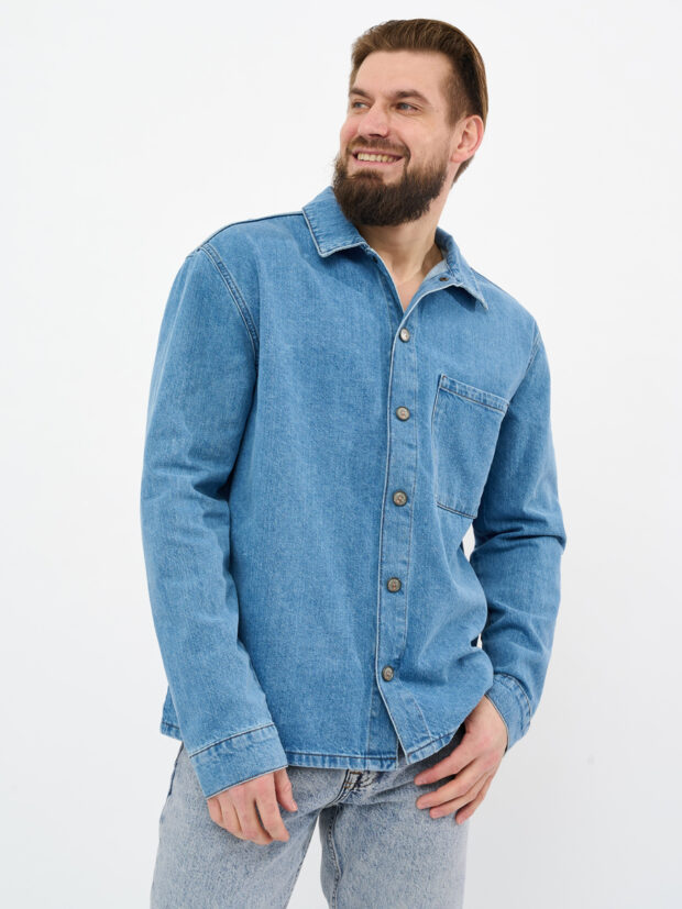 mtr 0403 men 862 blue Светло синий Рубашка мужская джинсовая