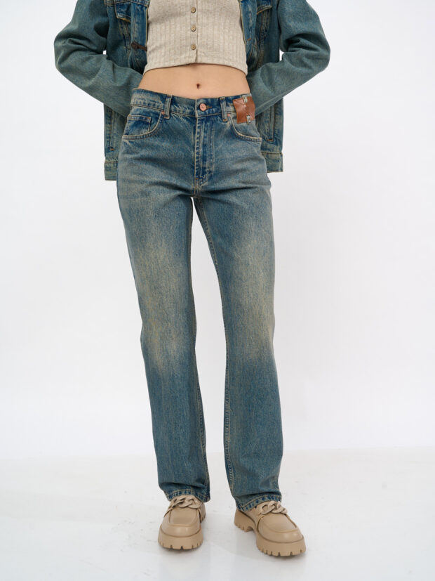 motor 6010 d266 w18 green tint Синий Джинсы женские