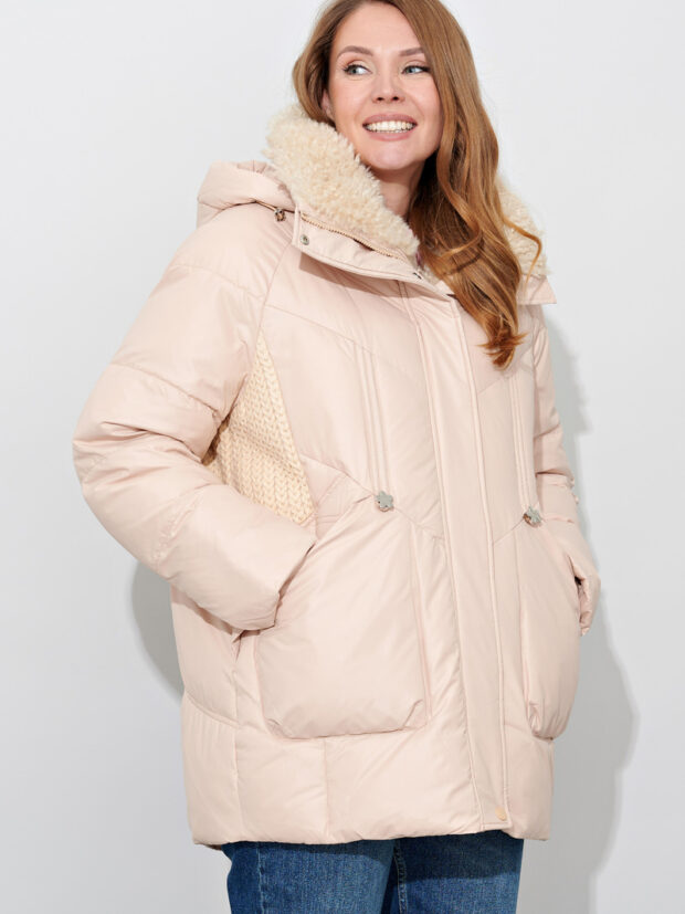 jc.rosy pink 9018 tf09 Темно бежевый Куртка женская утепленная ОШ
