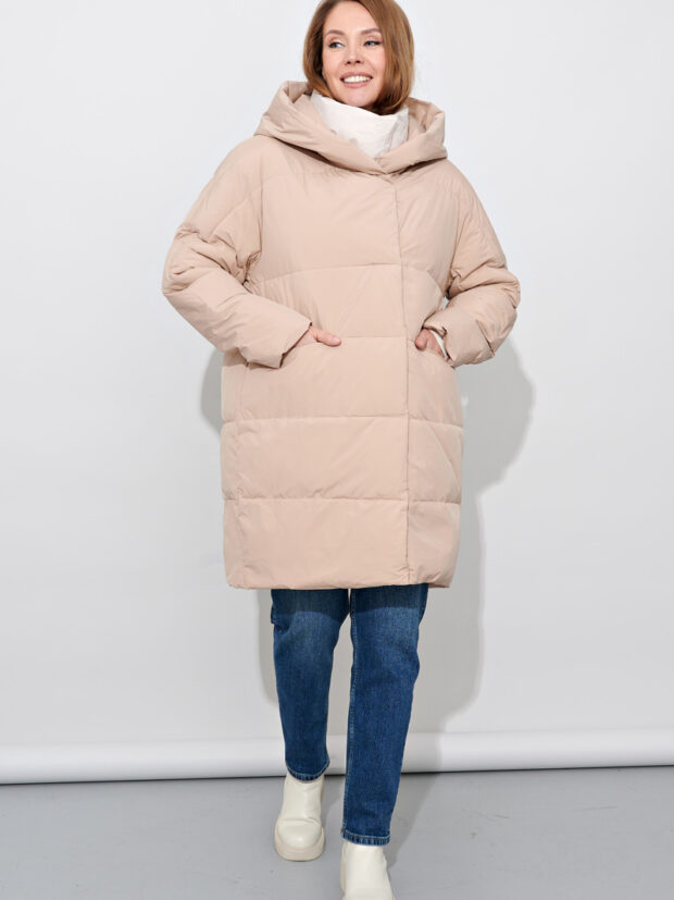 jc.rosy pink 3020 38 Светло коричневый Пальто женское утепленное