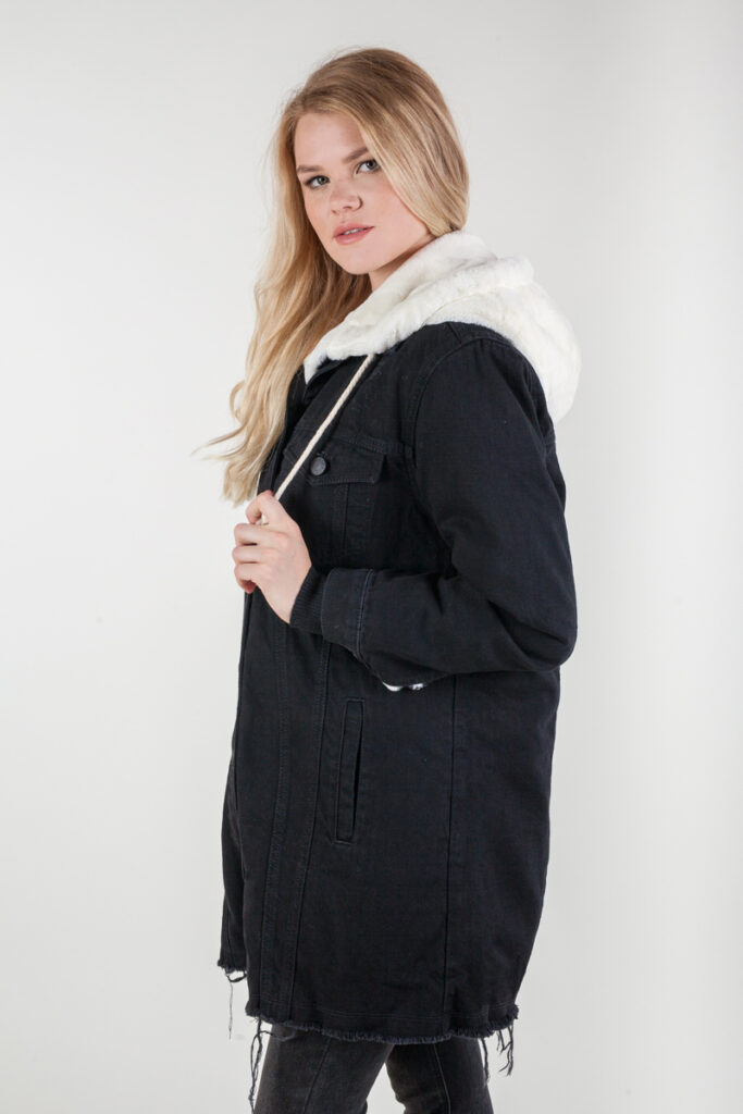 куртка джинсовая утепленная черная 4