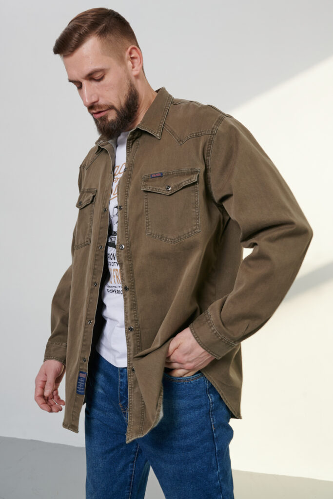 рубашка мужская хаки 3