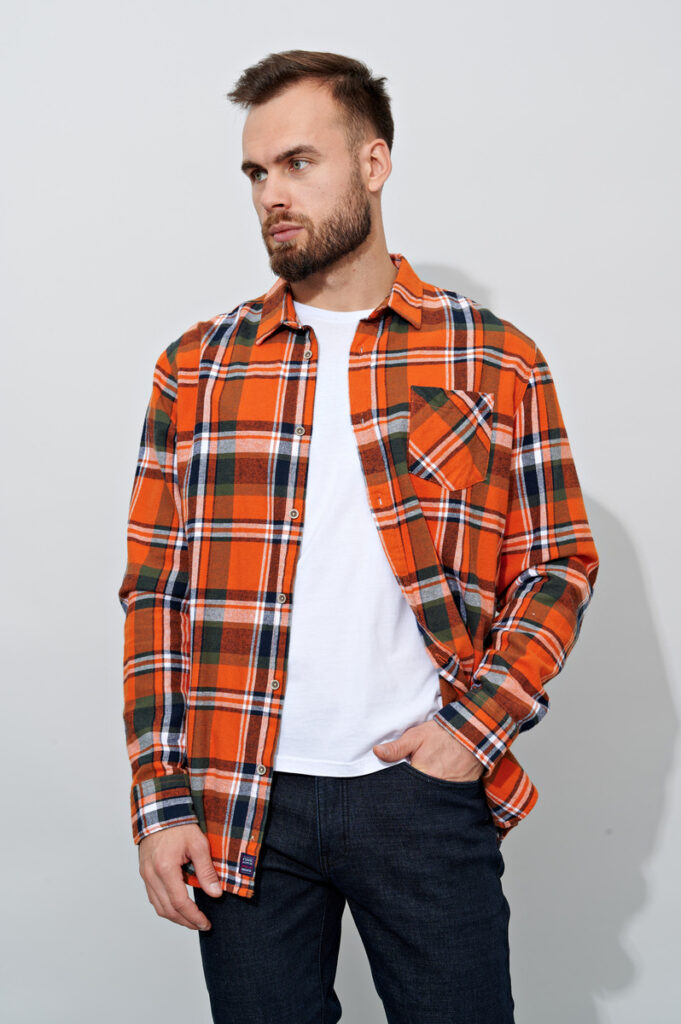 рубашка мужская оранжевая 1