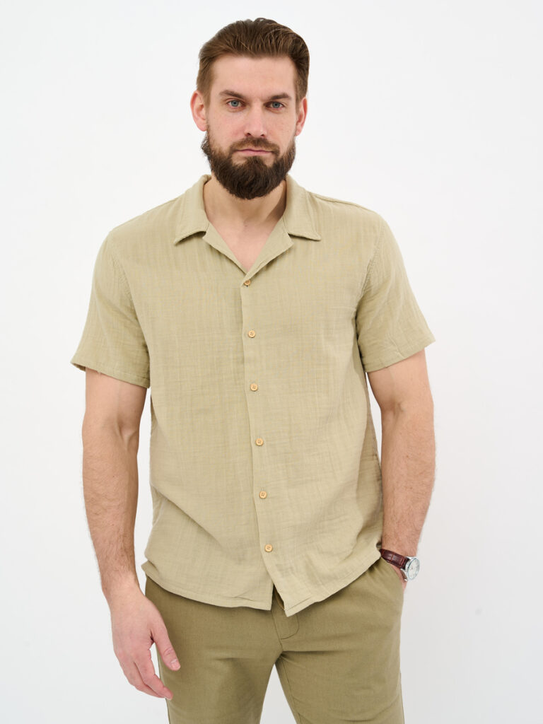 рубашка мужская оливковая 1