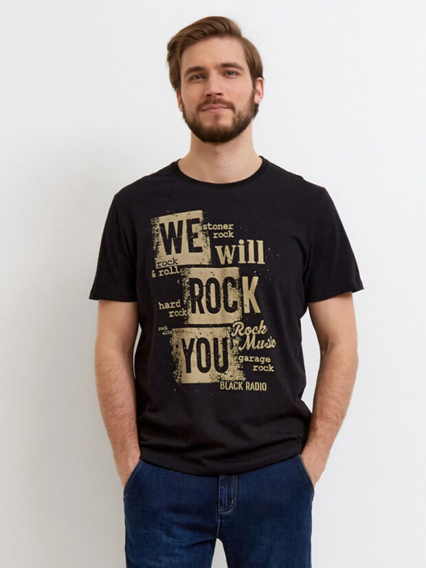 fine joyce f211 06 716 black Черный Футболка мужская