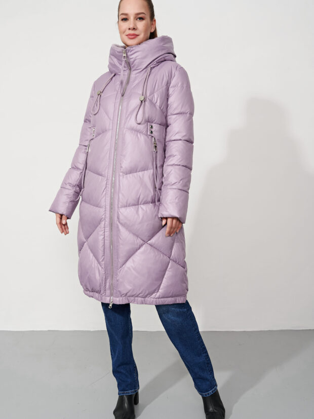 baiytbuy 72918 Сиреневый Пальто женское утепленное