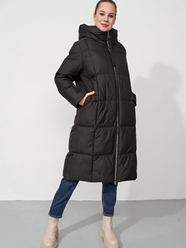 baiytbuy 72892 Черный Пальто женское утепленное