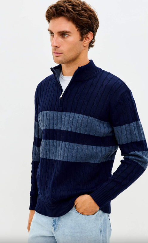 fine joyce f521 151110 d.blue Темно синий Свитер мужской