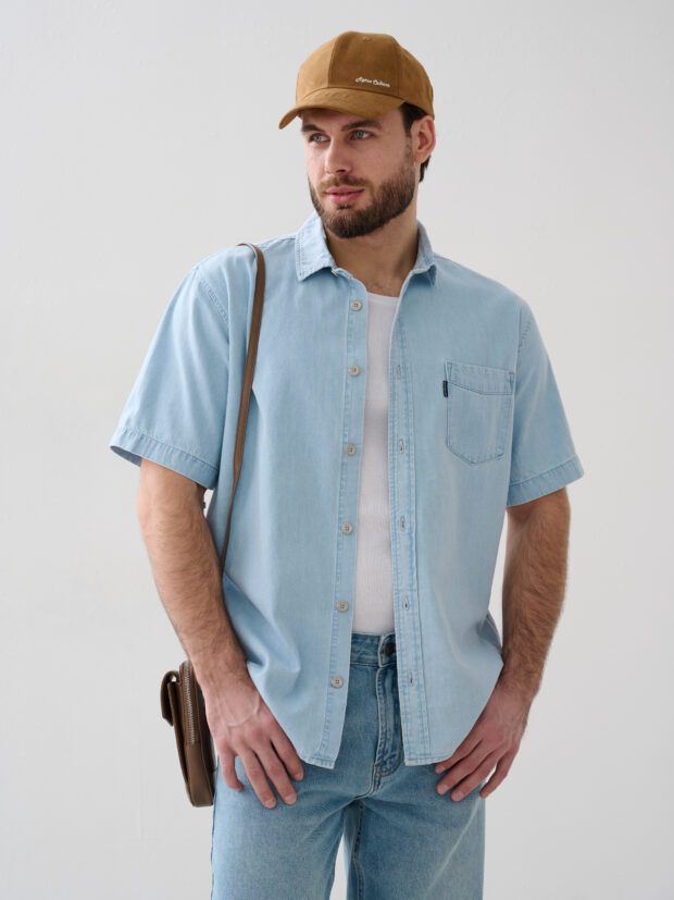 bochetti cgu 9021n 1347 v51 Голубой Рубашка мужская джинсовая