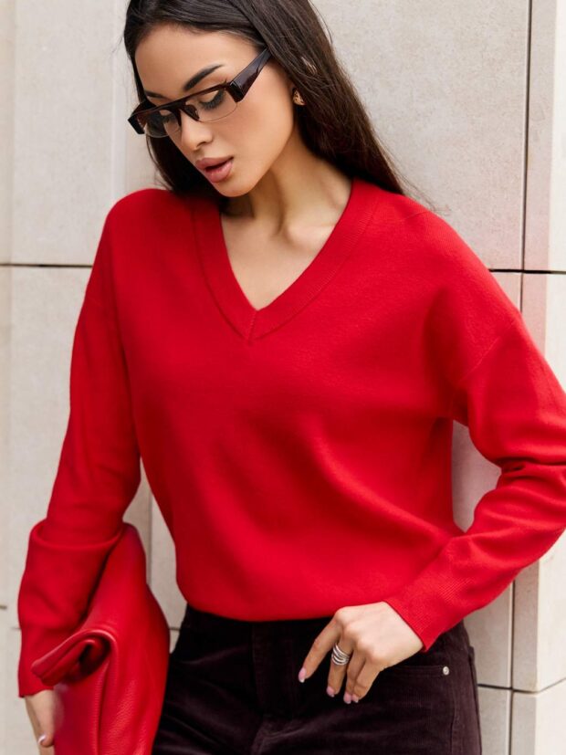 fine joyce f522 1503 red Красный Джемпер женский